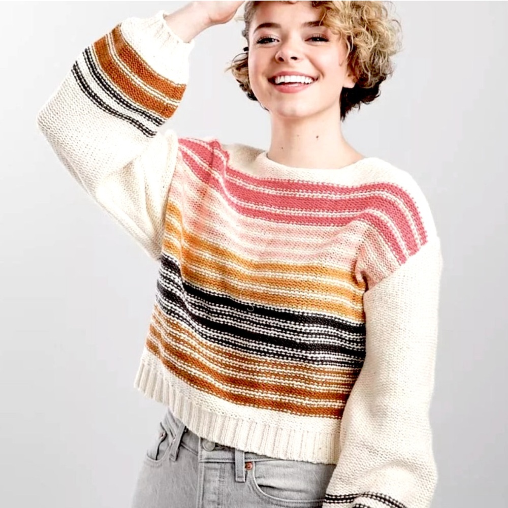 BILLABONG Crop Seeing Stripes Beach Sweater